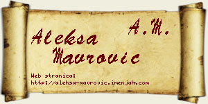 Aleksa Mavrović vizit kartica